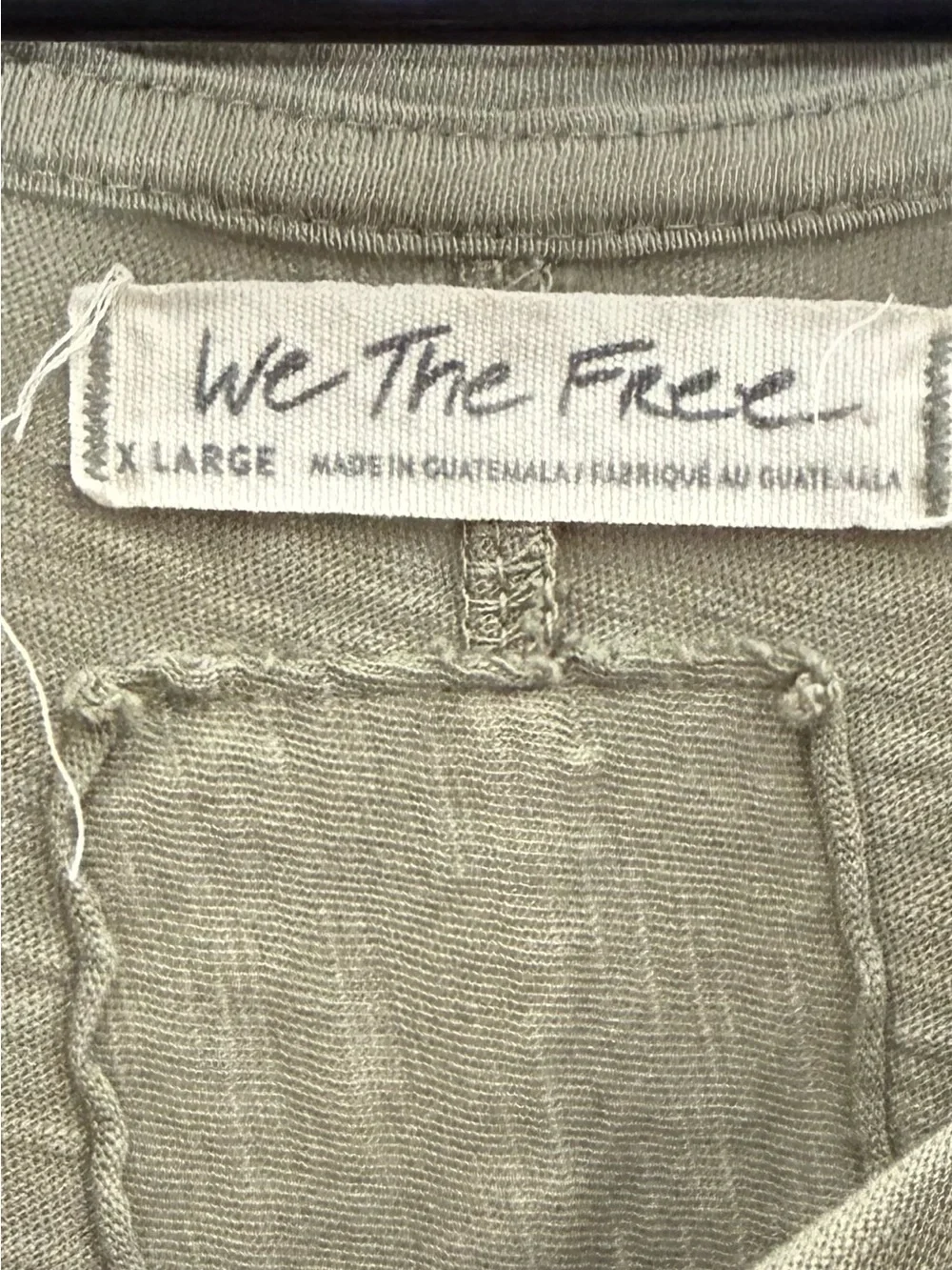 Free People We The Free Arden Tee XL Army Green Oversized Thumbhole Top